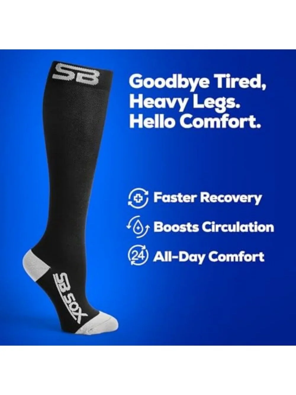 3 Pairs X-Large Compression Socks for Enhanced Circulation & Comfort